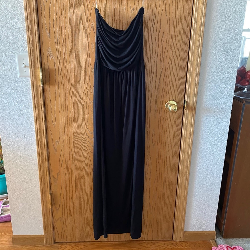 Black strapless maxi